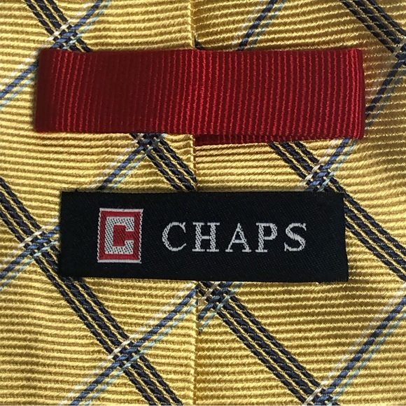 Chaps Yellow and Blues Plaid Silk Tie - Picture 12 of 15